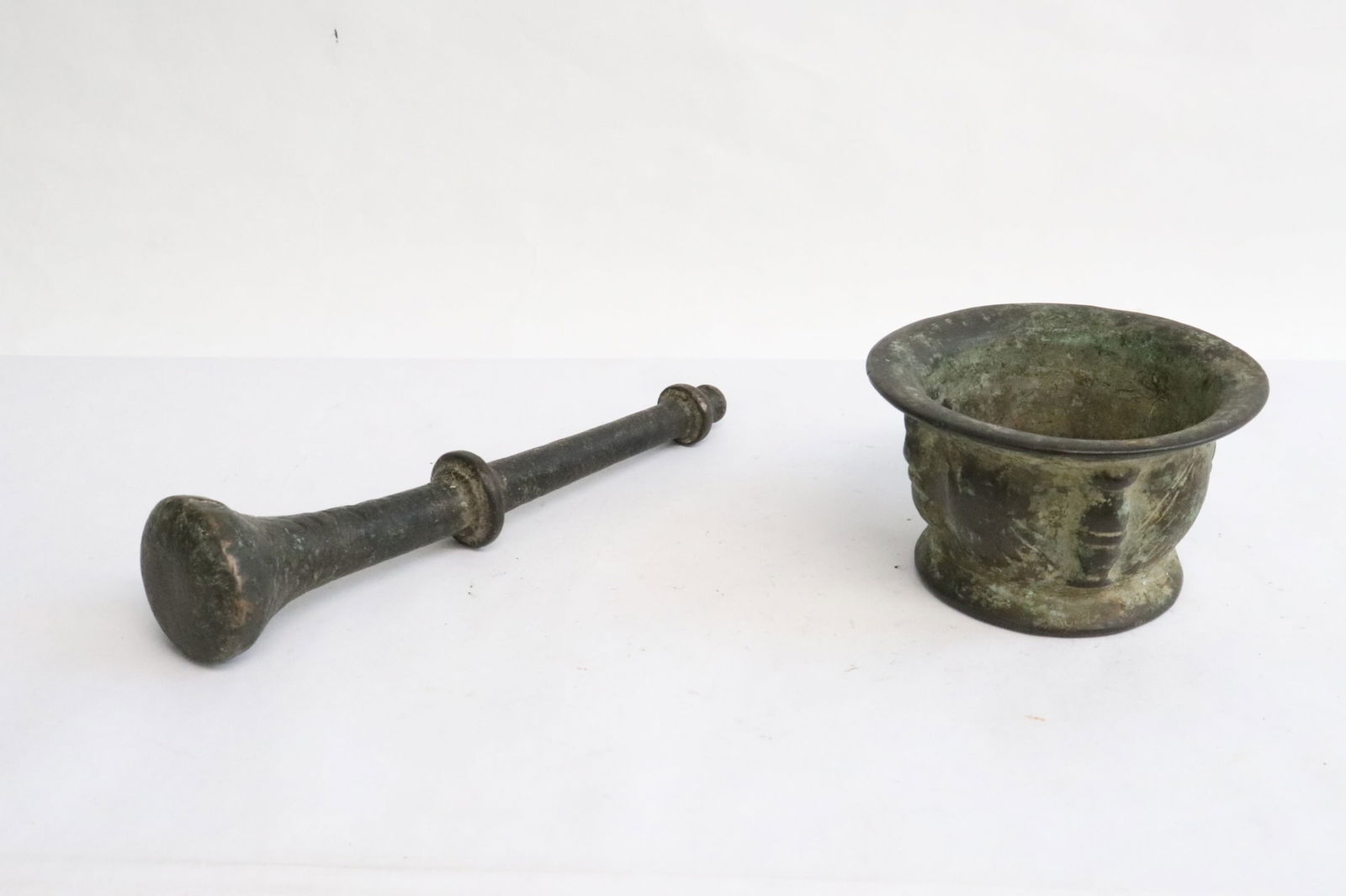 Antique bronze mortar pestle set (1 of 9)