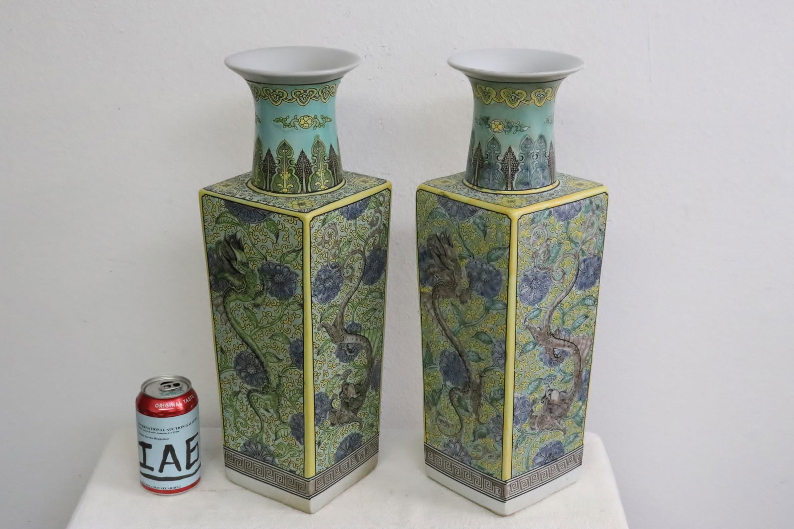 Pair Chinese famille rose porcelain square vases (1 of 10)