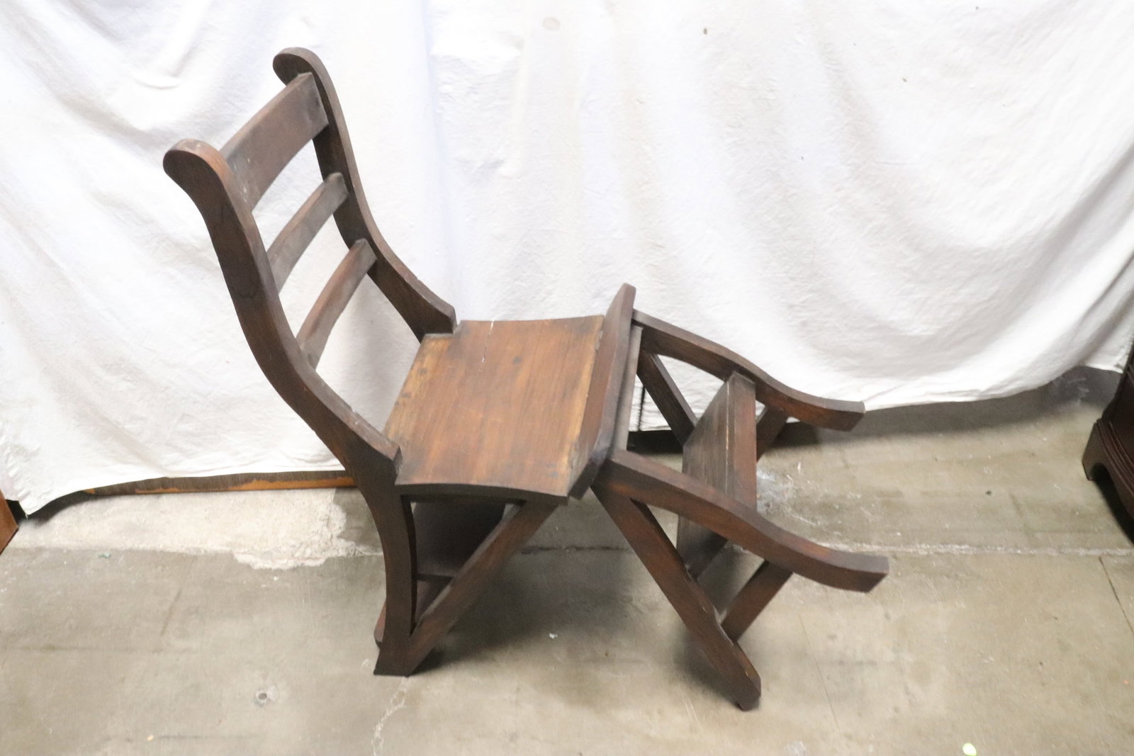 Vintage mahogany(?) ladder/ chair: Vintage mahogany(?) ladder/ chair, 35.3"x17.7"x21"