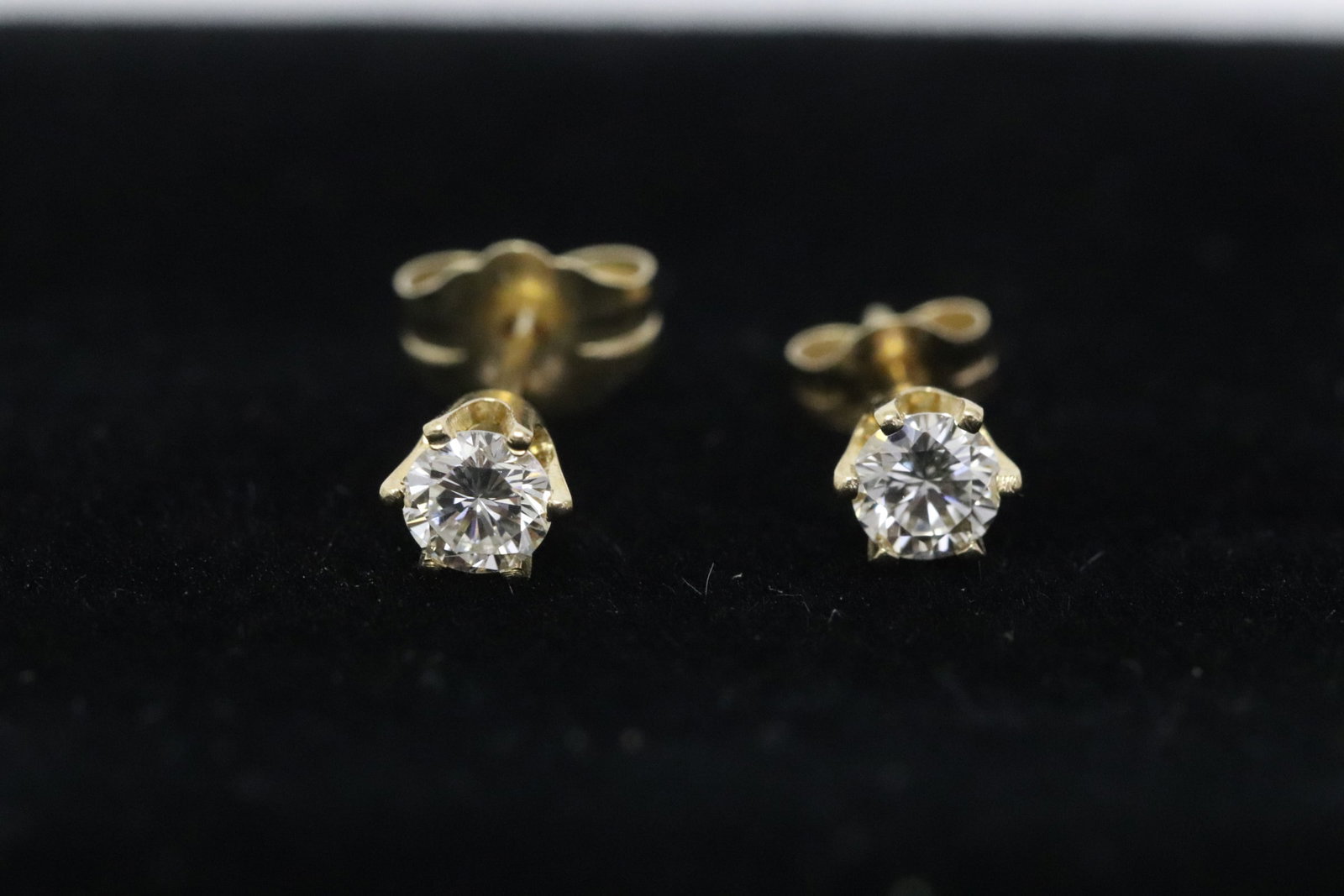 Pair 14K Y/G diamond earrings (1 of 9)