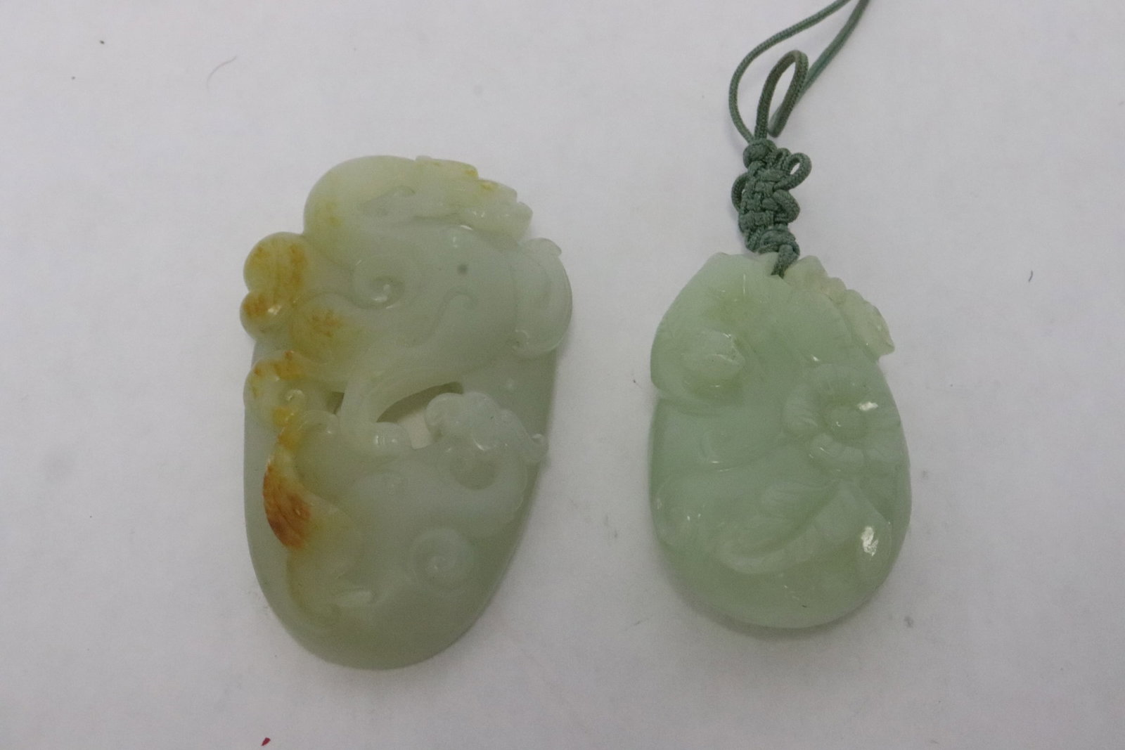 2 Chinese jade like stone carved ornaments (1 of 9)