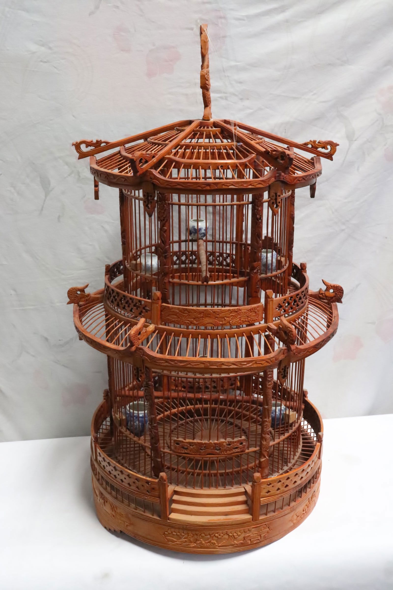 Large Chinese vintage bamboo bird cage (1 of 11)
