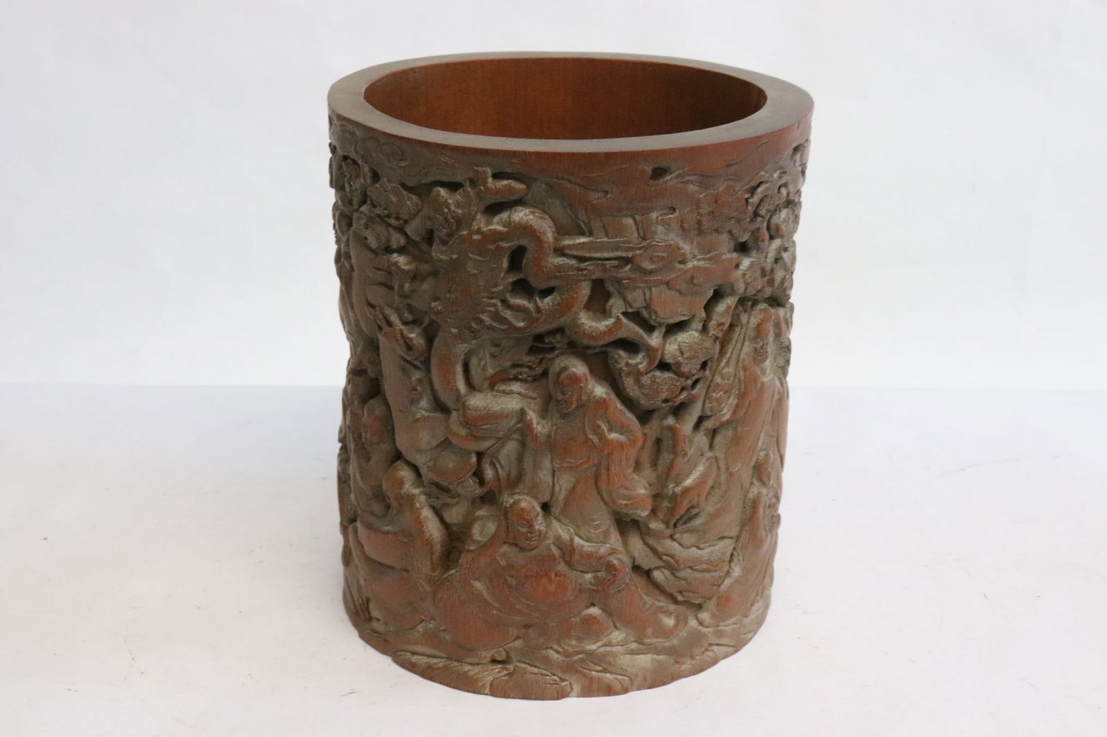 Very fine Chinese bamboo carved brush holder (1 of 9)