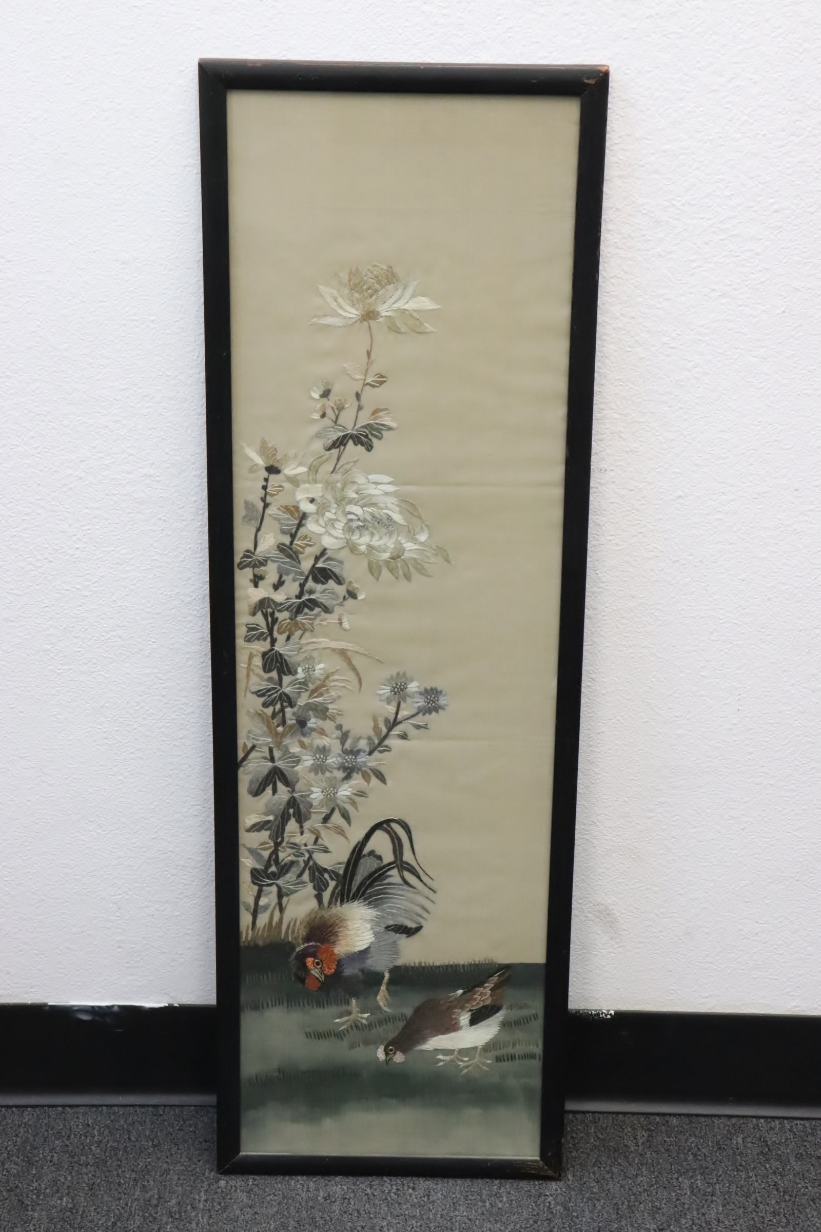 Chinese vintage embroidery panel: Chinese vintage embroidery panel, 35.6"x10"