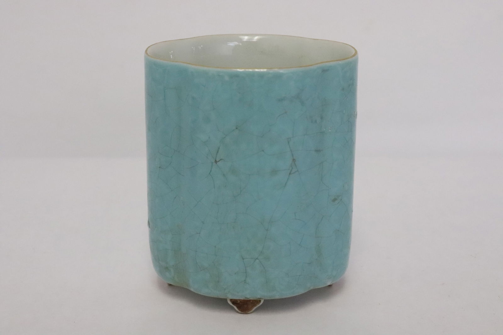Chinese blue glazed brush holder (1 of 7)