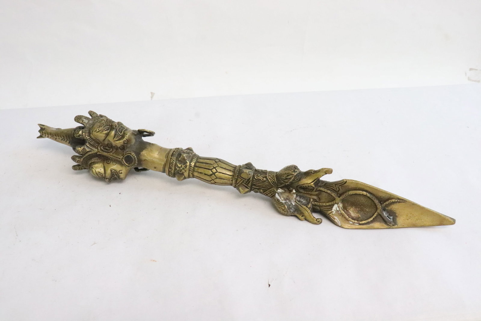 Tibetan bronze relic: Tibetan bronze relic, 13.85"L