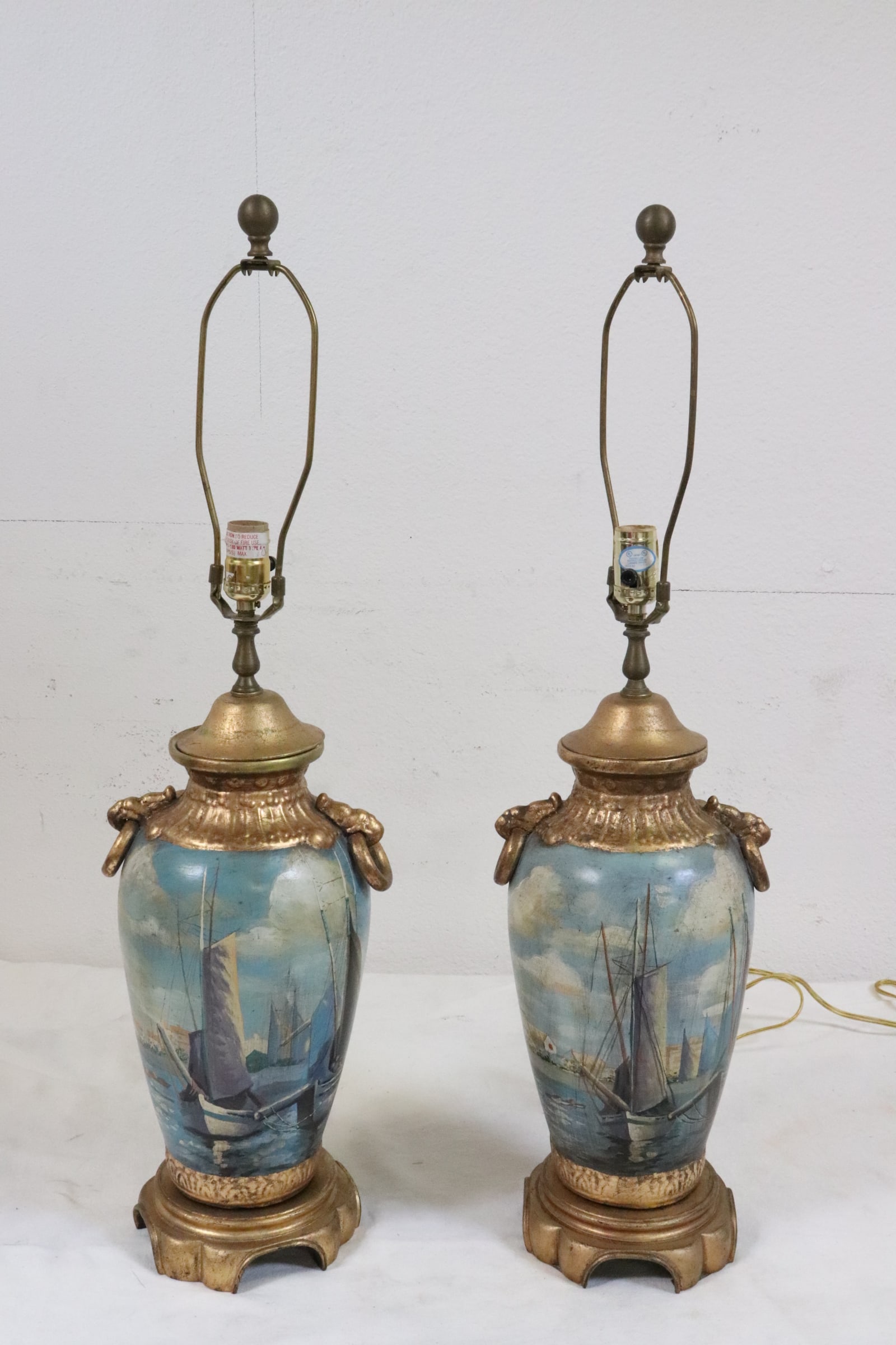 Pair Italian painted terracotta table lamps (1 of 9)