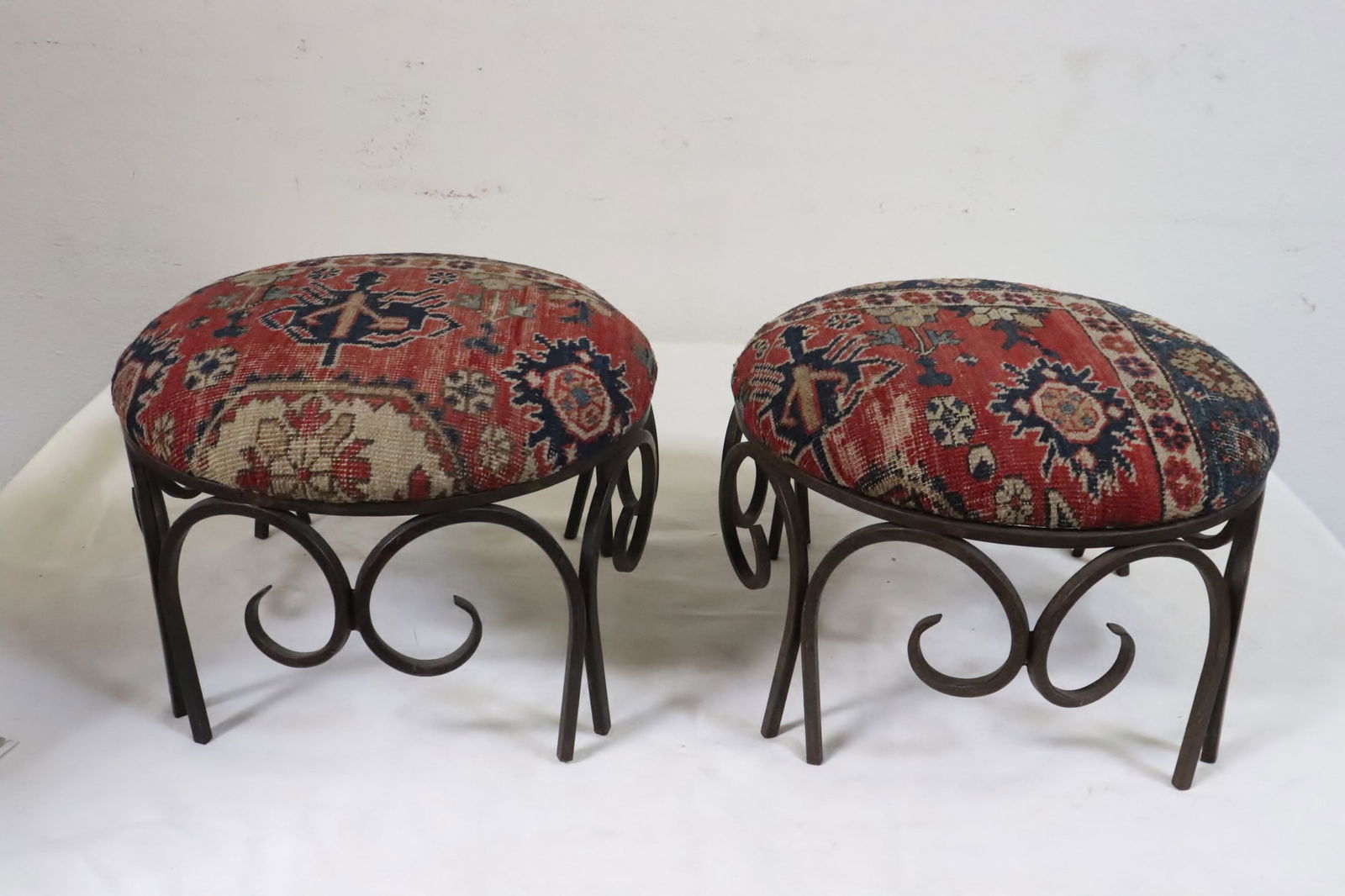 2 cast iron based needlepoint stools (1 of 8)