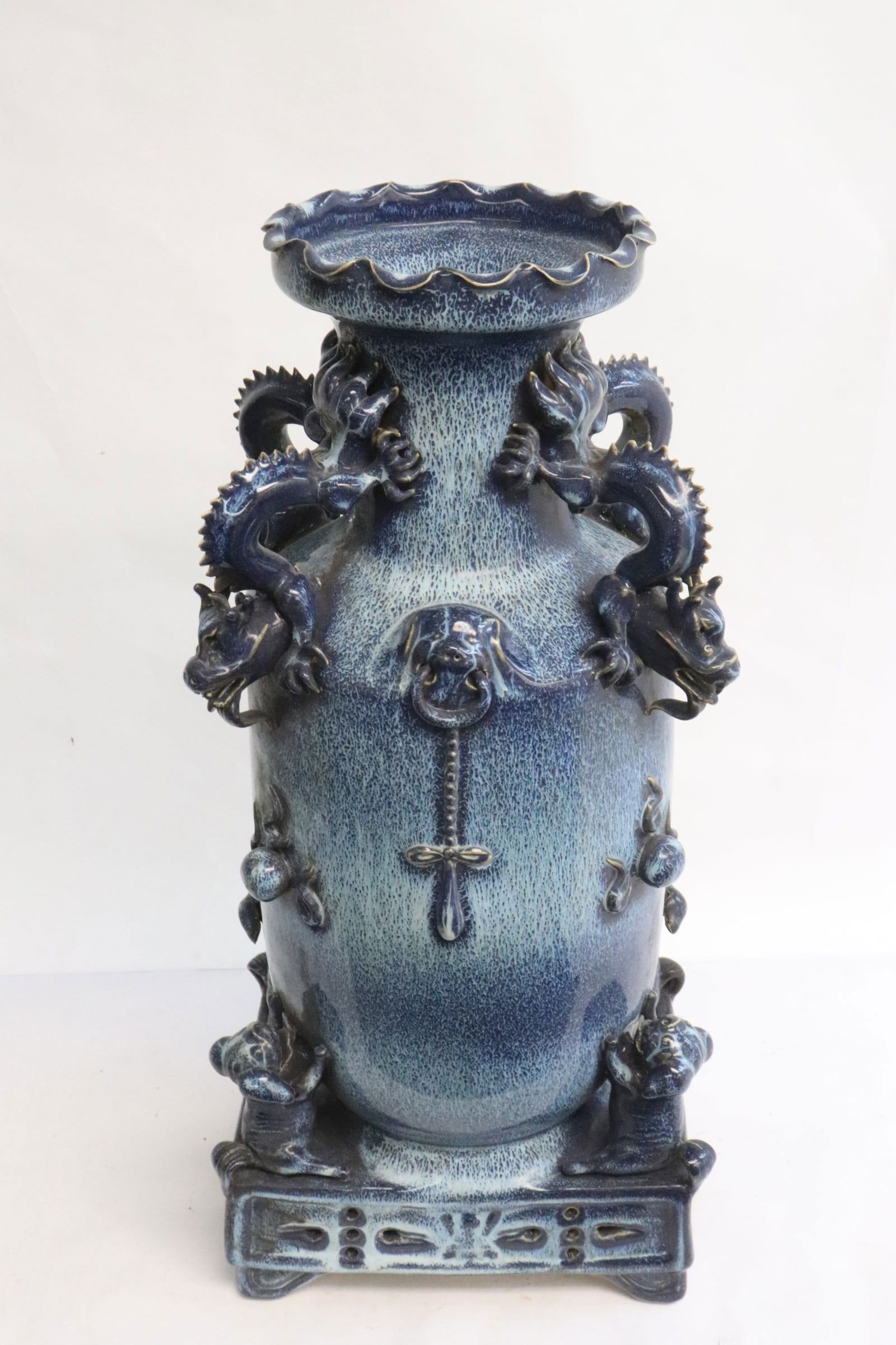 Large Chinese blue glazed porcelain vase (1 of 10)