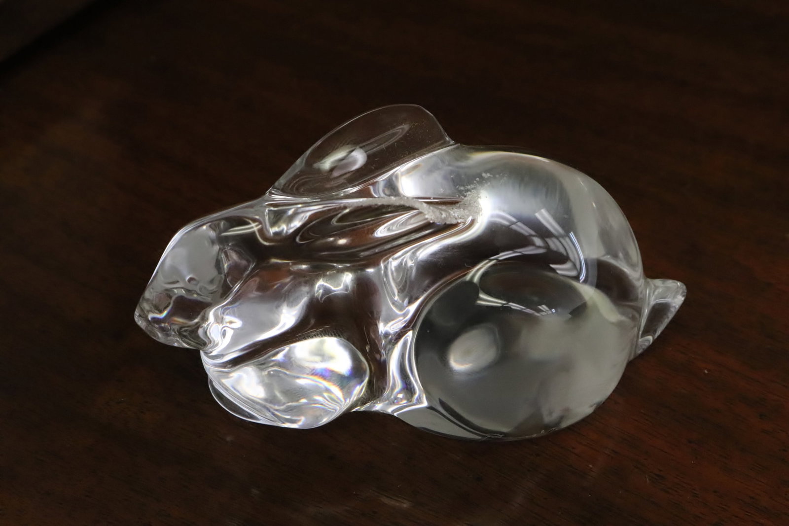 Baccarat crystal rabbit, ear chip: Baccarat crystal rabbit, ear chip, 2"x3.9"x1.9"