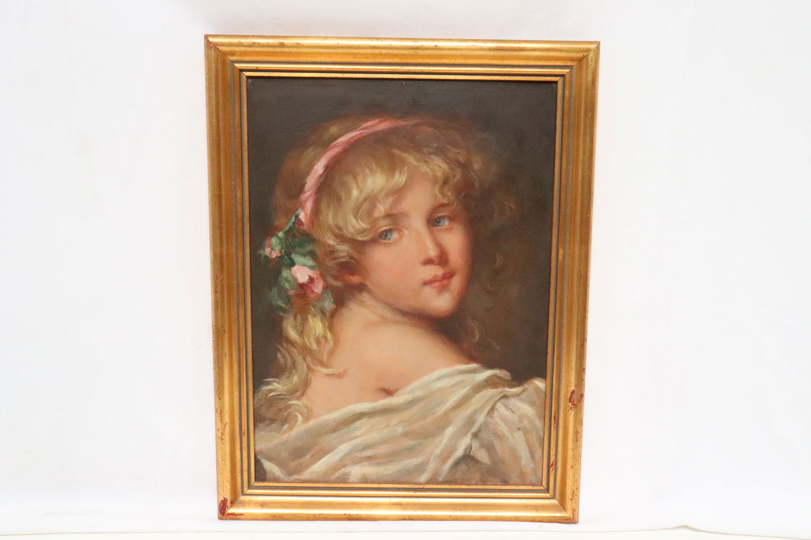 Early 20th century oil on panel "portrait of girl": Early 20th century oil on panel "portrait of girl", attributed to Olga Jonas, 15.4"x11.2"