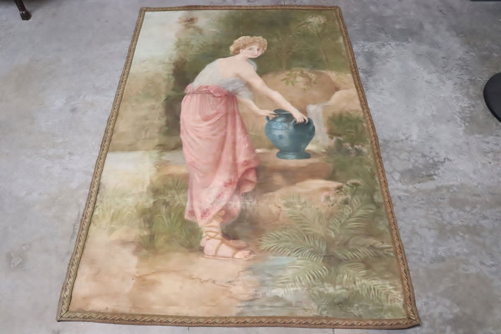 19th century French painted tapestry (1 of 10)