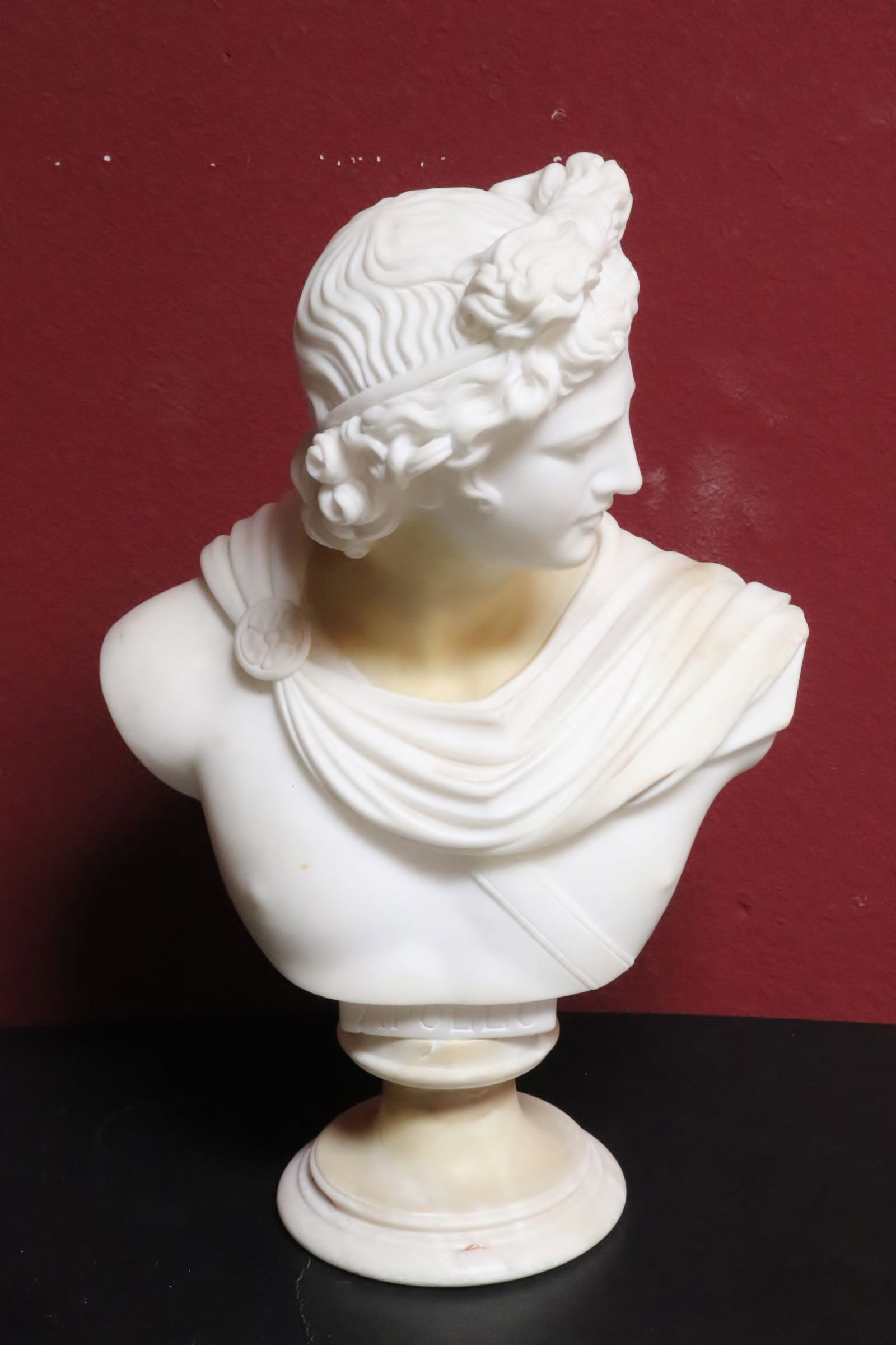19th century European marble carved Apollo bust (1 of 10)