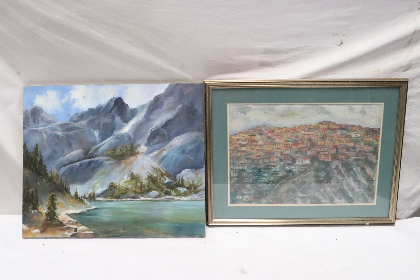 One oil painting, and one pastel on paper painting: One oil painting (20"x24"), and one pastel on paper painting (13.3"x19.2")