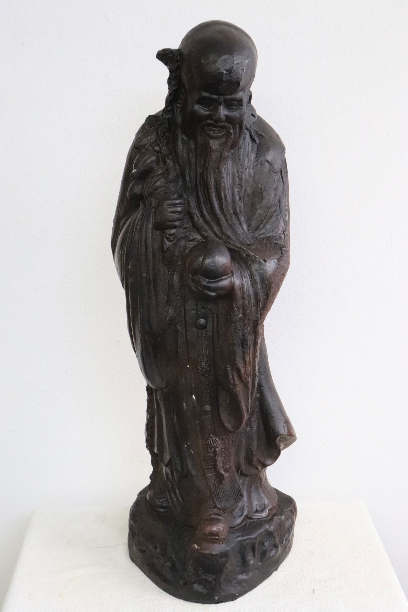 Massive Chinese earthenware sculpture of deity (1 of 9)