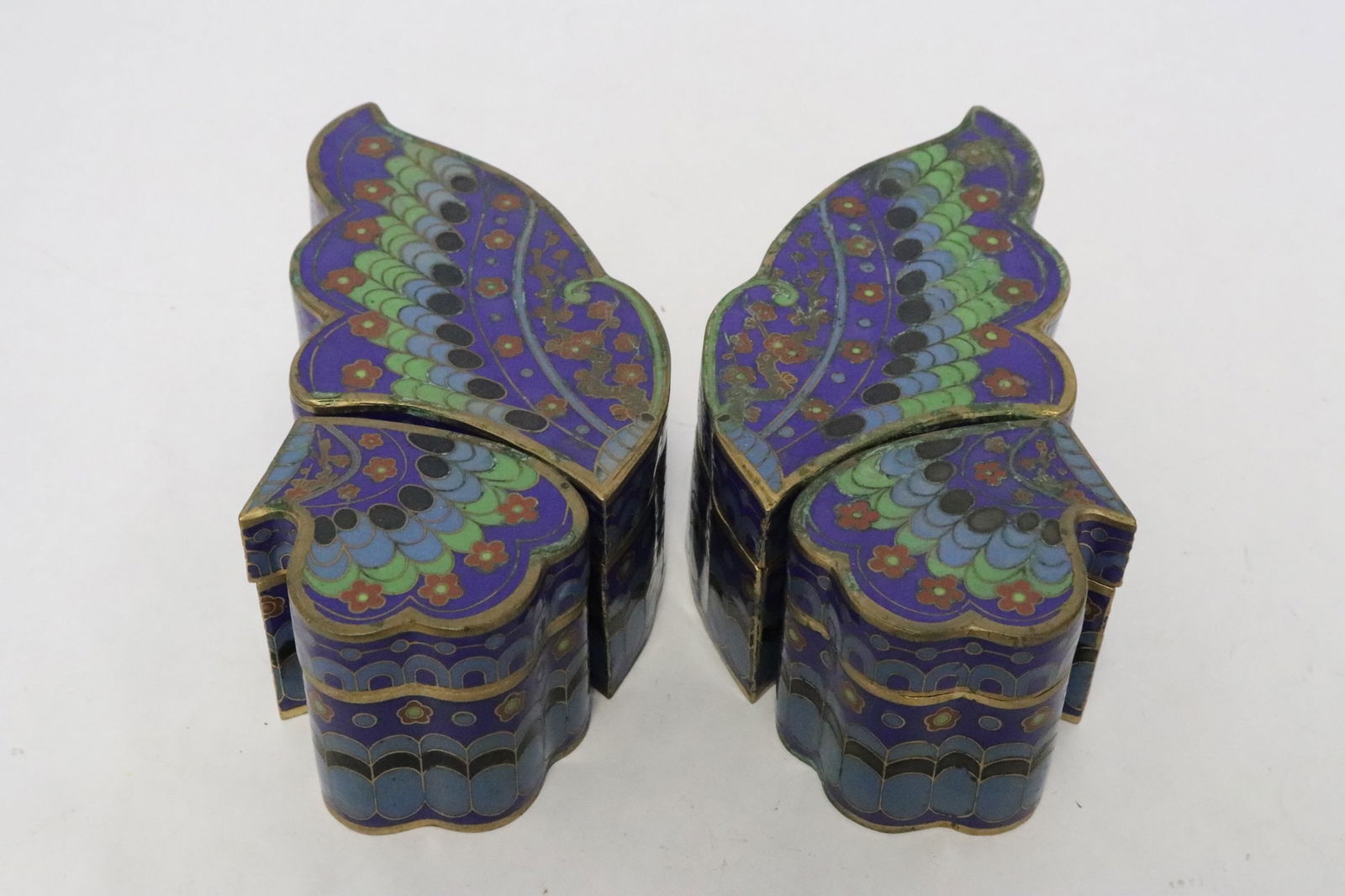 vintage 2 sets cloisonne boxes in butterfly motif (1 of 10)