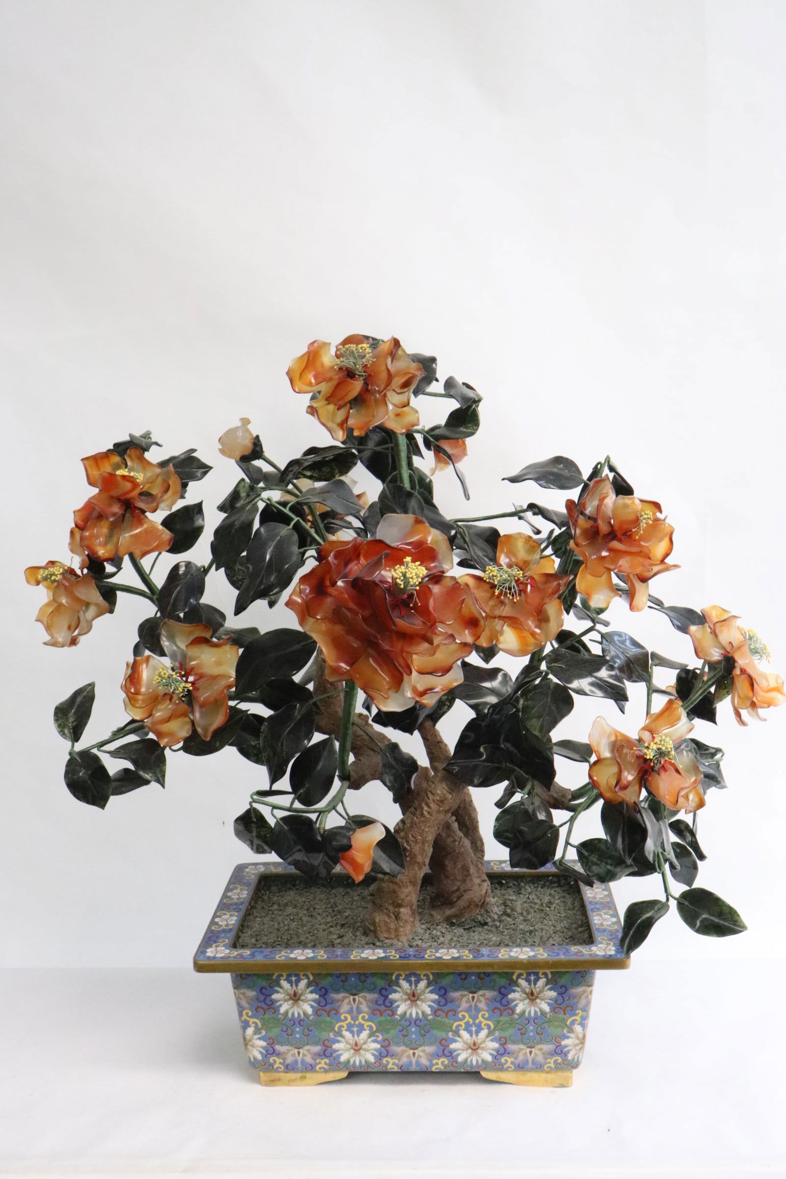 Chinese jade tree with cloisonne planter (1 of 11)