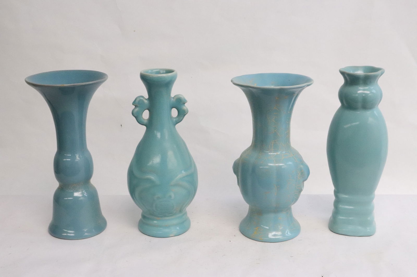 4 blue glazed porcelain vases (1 of 10)