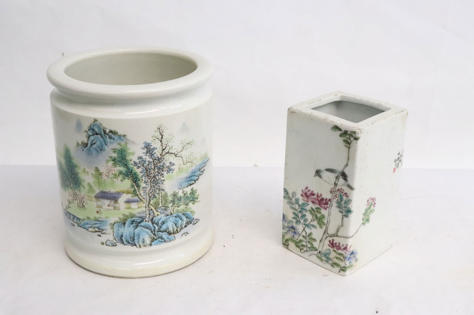 2 famille rose porcelain brush holders (1 of 11)