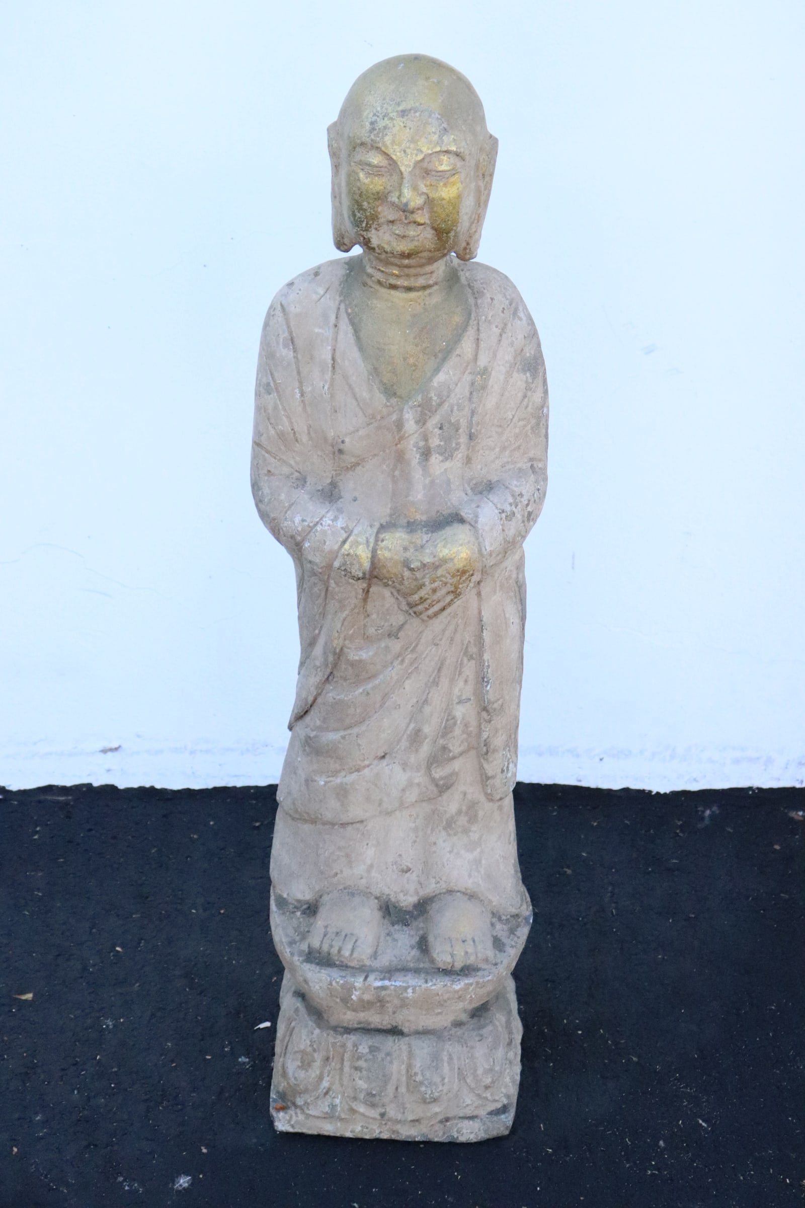 A stone sculpture of deity: A stone sculpture of deity, 32.65"H