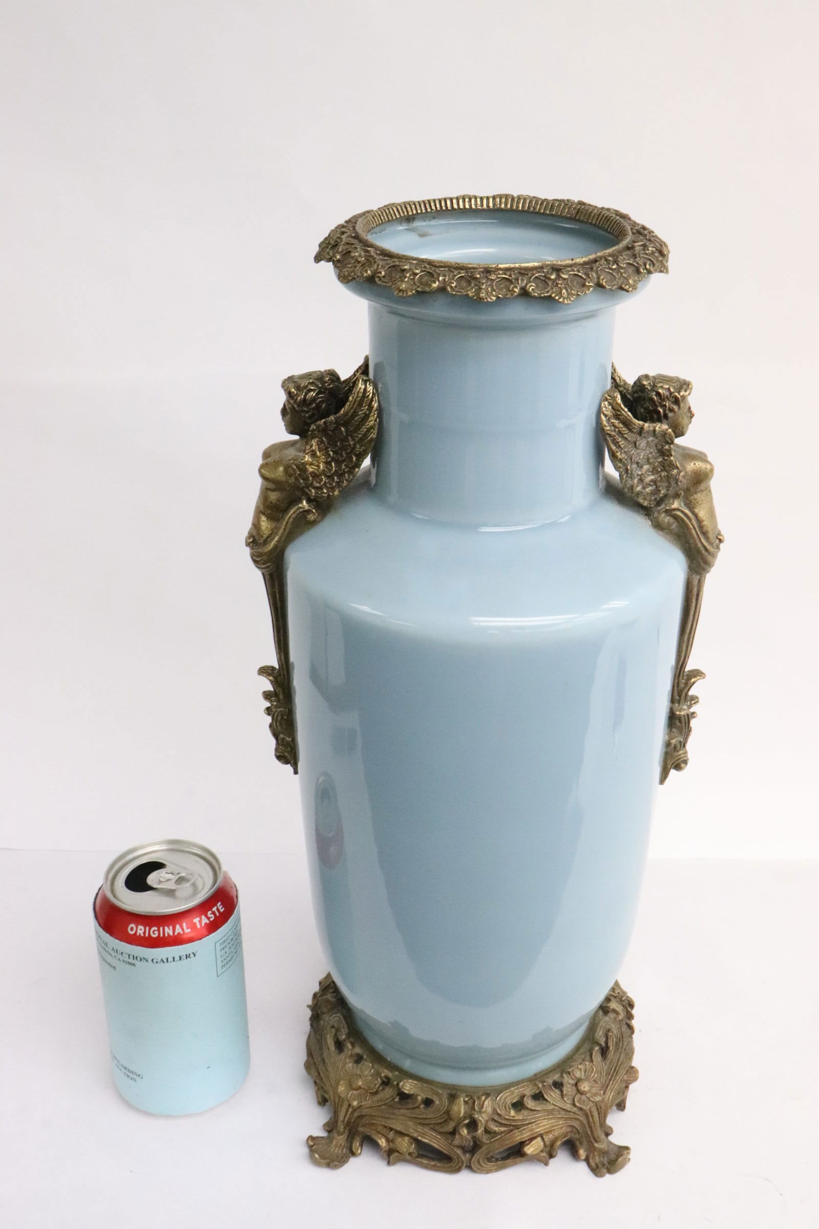 Chinese sky blue porcelain vase w/ bronze ormolu (1 of 10)