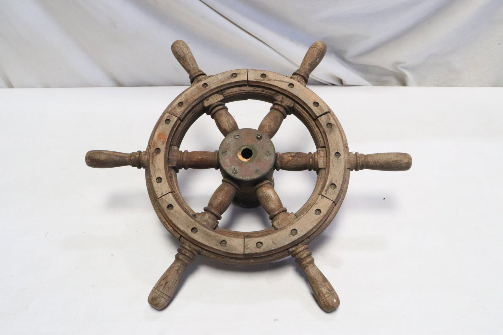 Antique wood ship wheel: Antique wood ship wheel, 5.7"x20.5"dia