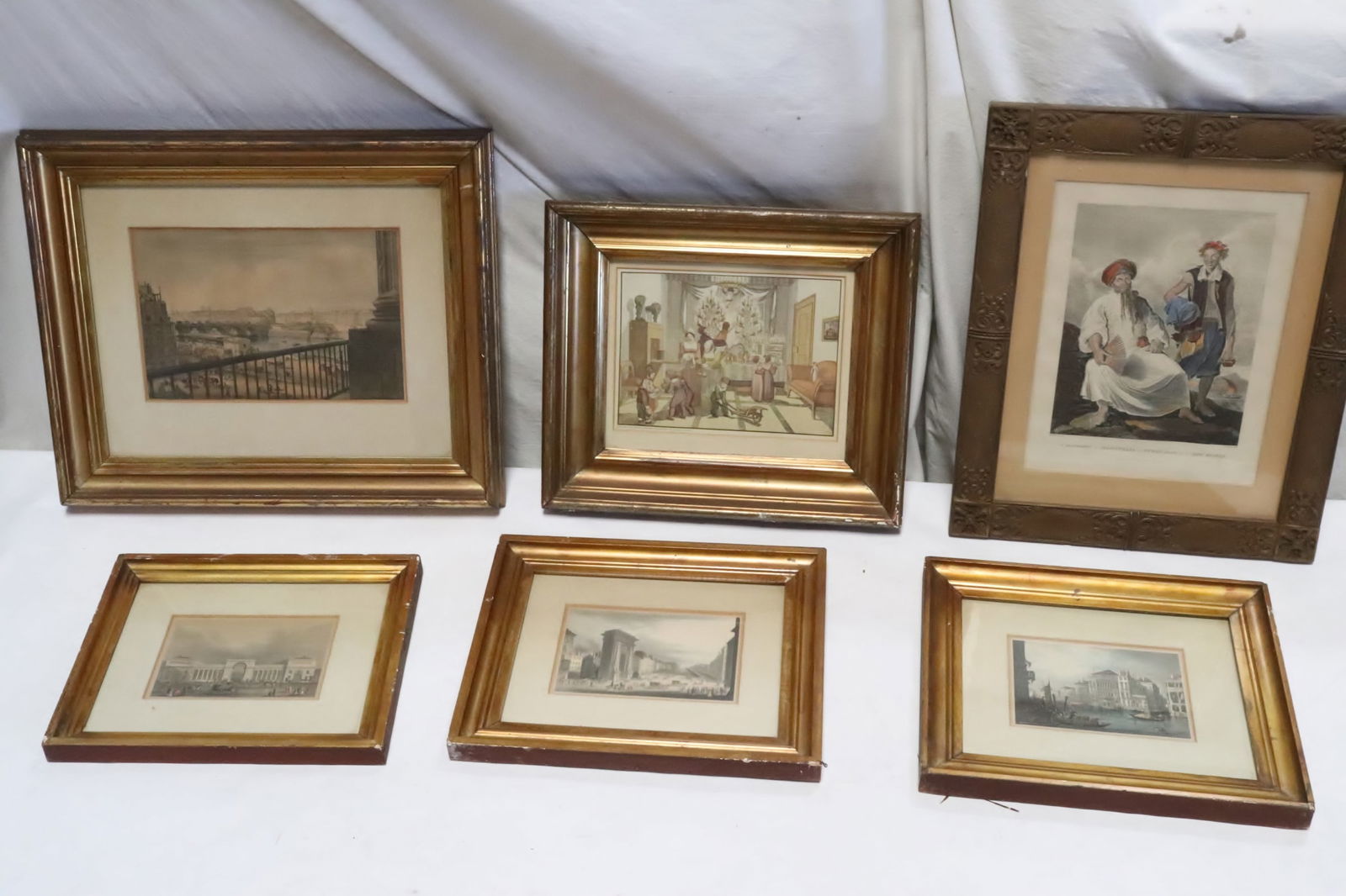 6 vintage etchings with giltwood frames (1 of 9)