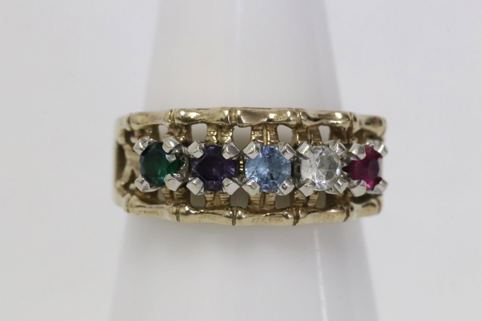 Victorian 10K Y/G ring with color stones (1 of 8)
