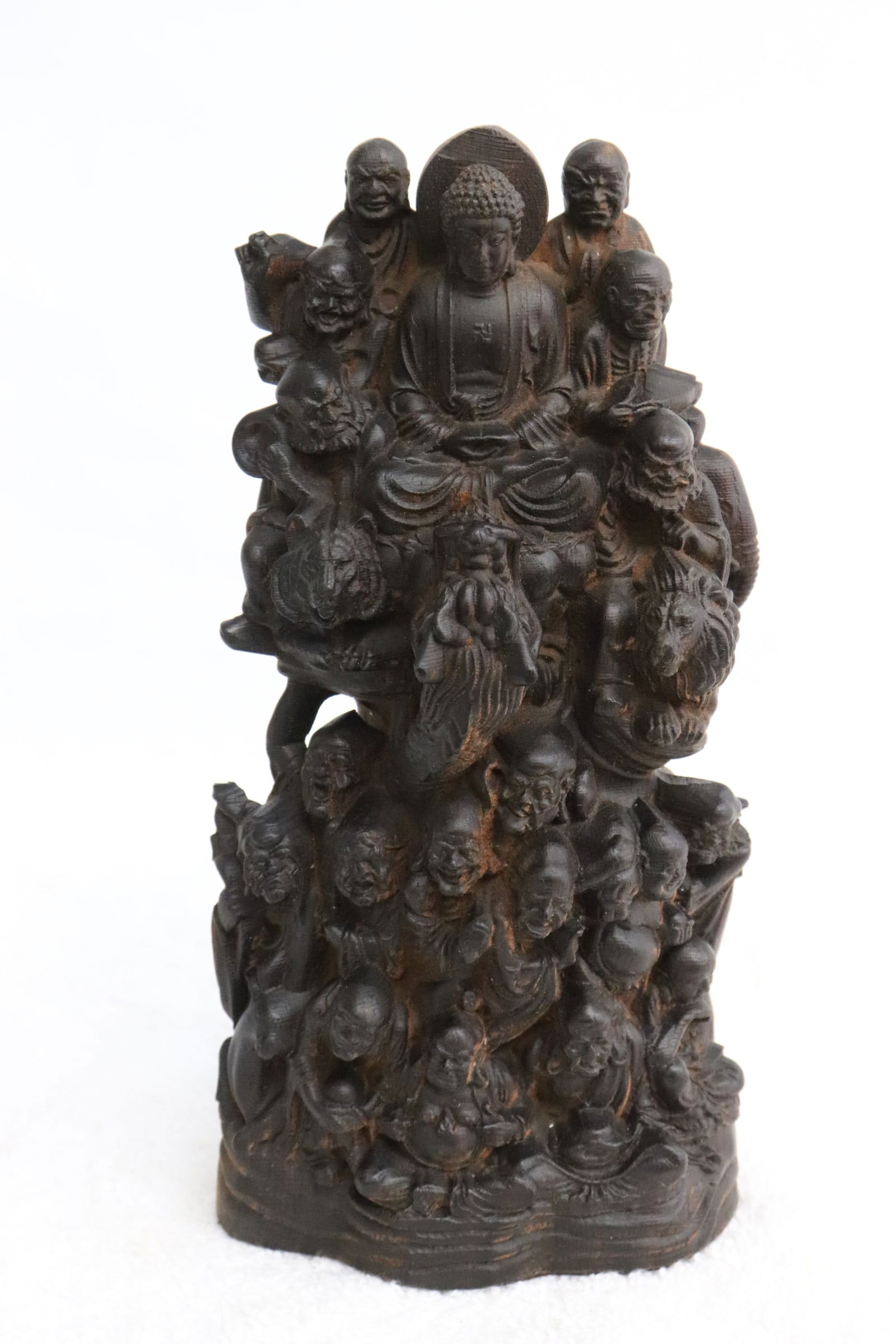 Fine Chinese chenxiang wood carved deity group (1 of 9)