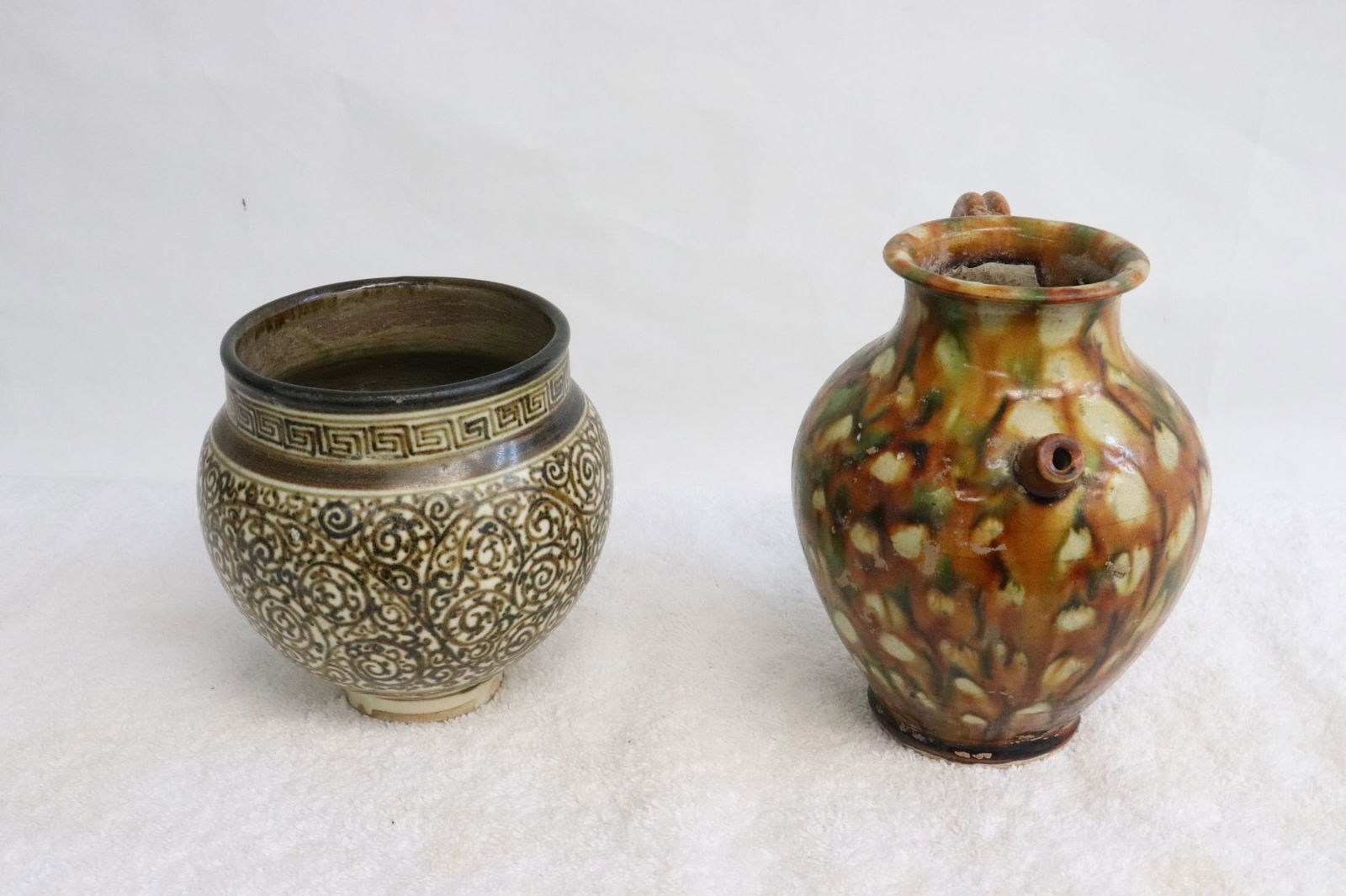a sancai style jar, and an earthenware jar (1 of 10)
