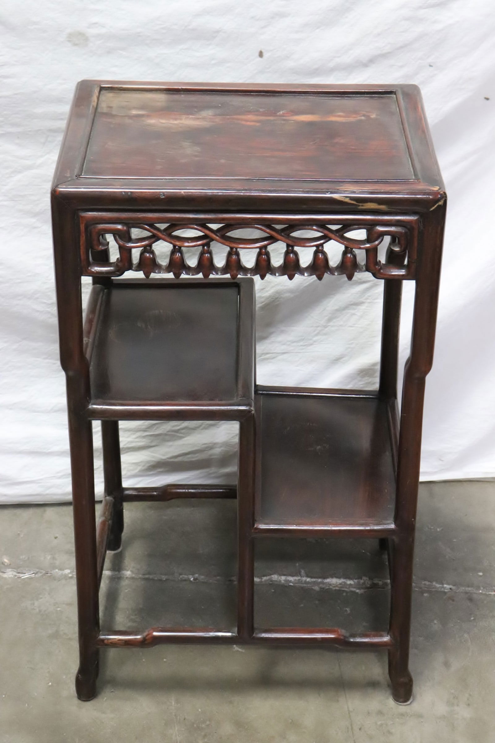 Chinese 19th century rosewood 3-tier stand (1 of 10)