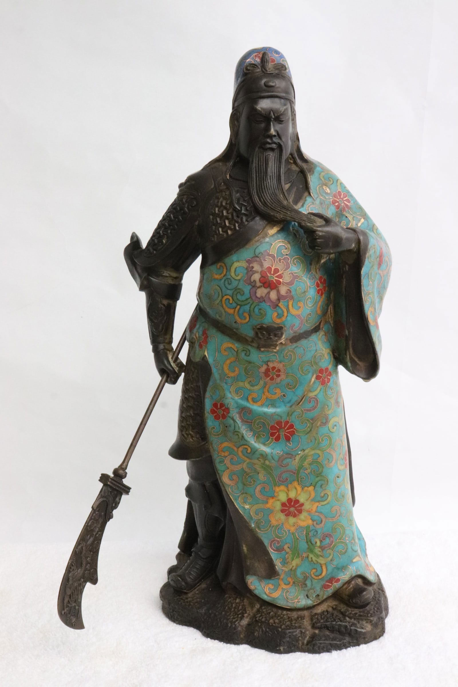Fine Chinese cloisonne bronze sculpture of deity (1 of 9)