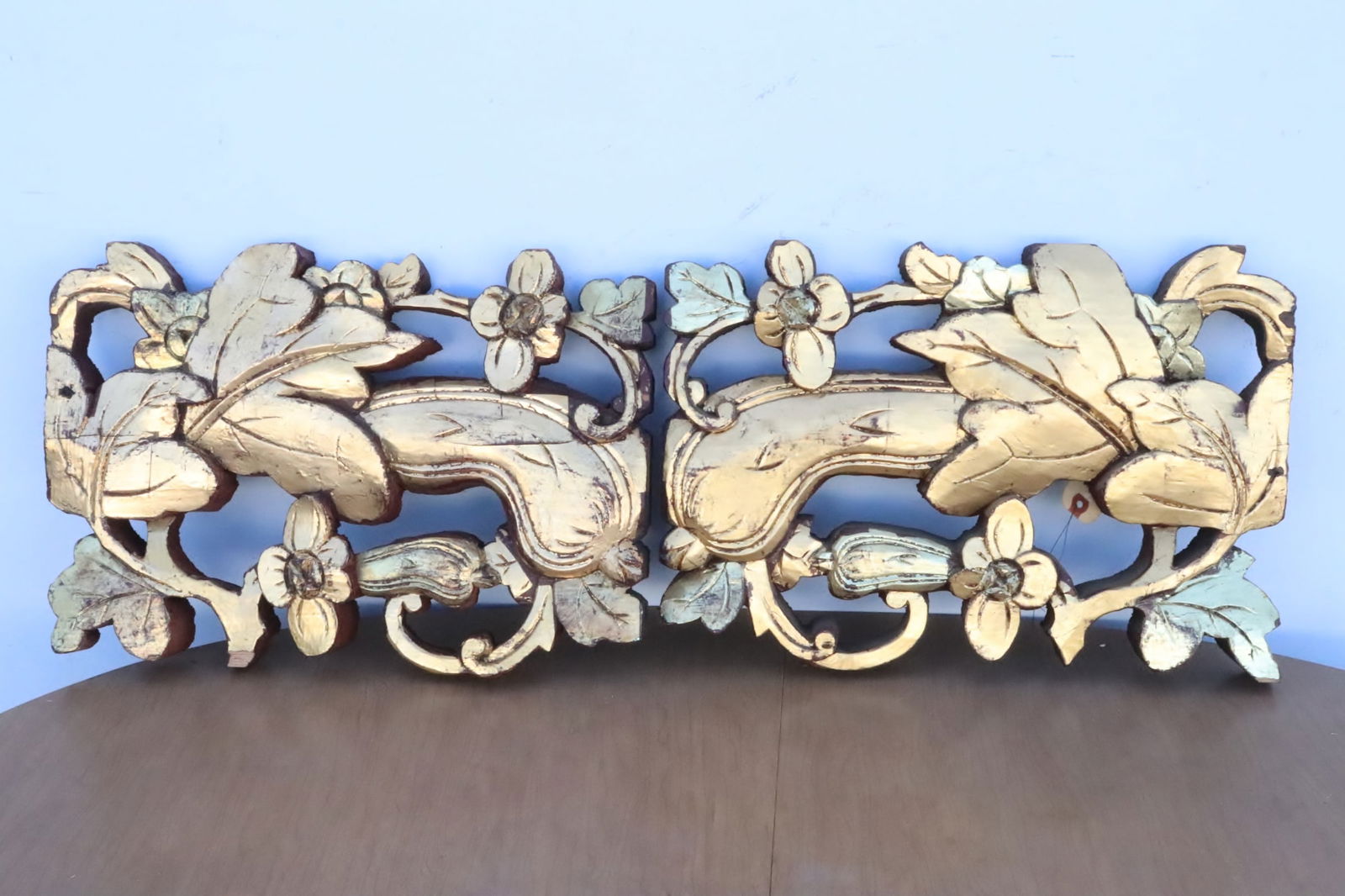 Pair Chinese antique giltwood wall panels (1 of 5)