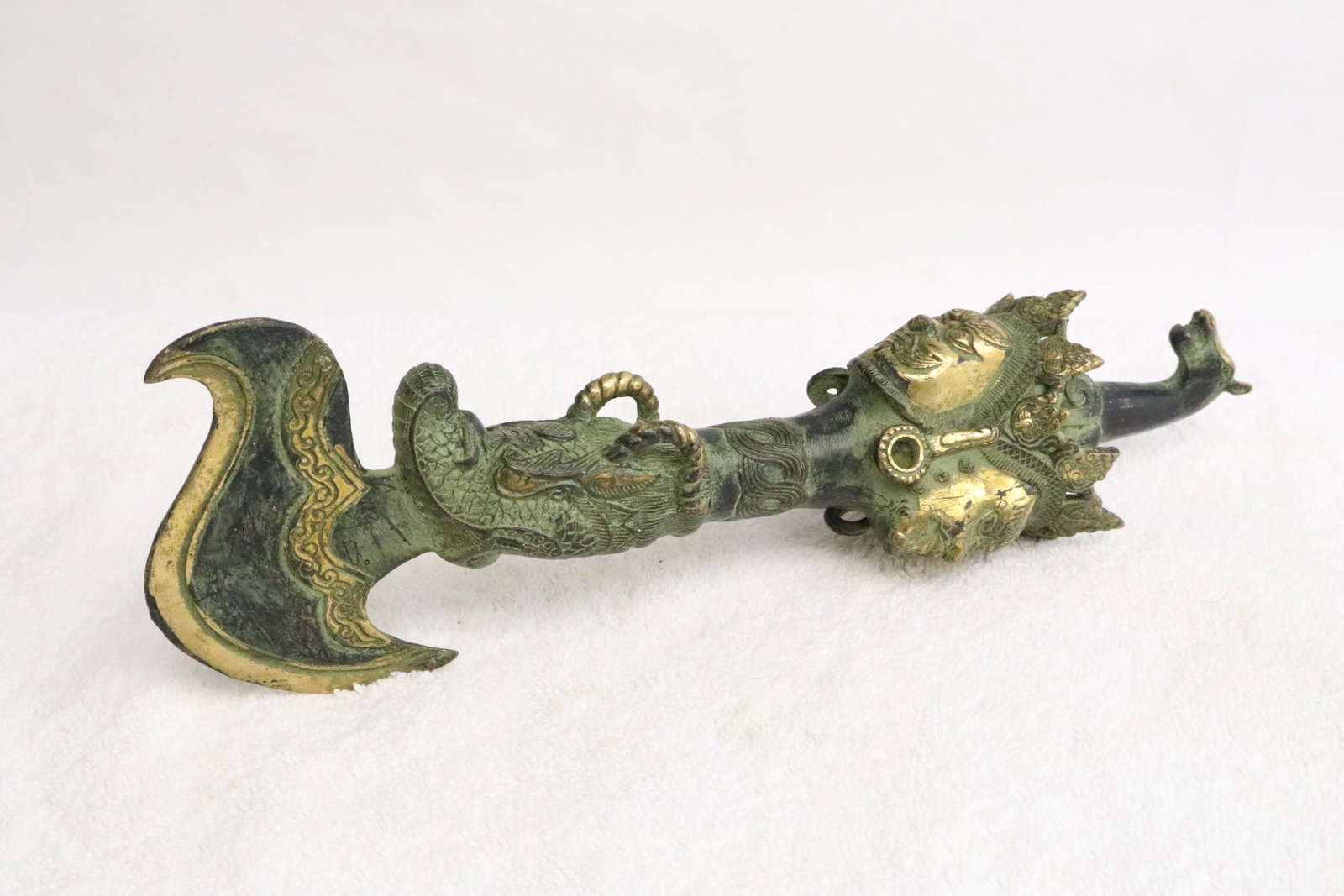 Tibetan bronze relic: Tibetan bronze relic, 11"L