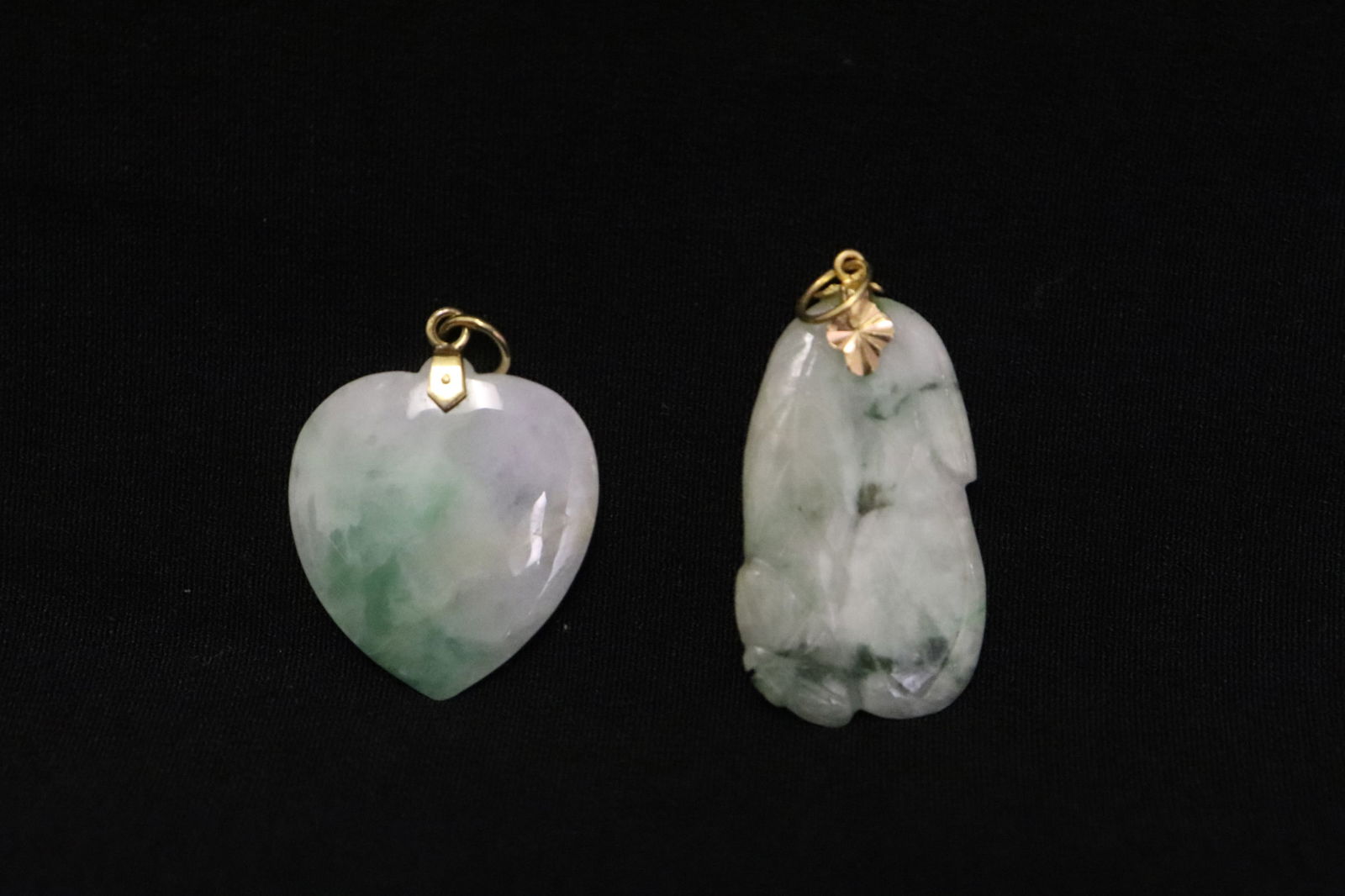 2 jadeite carved ornaments, both with 14K bale (1 of 9)