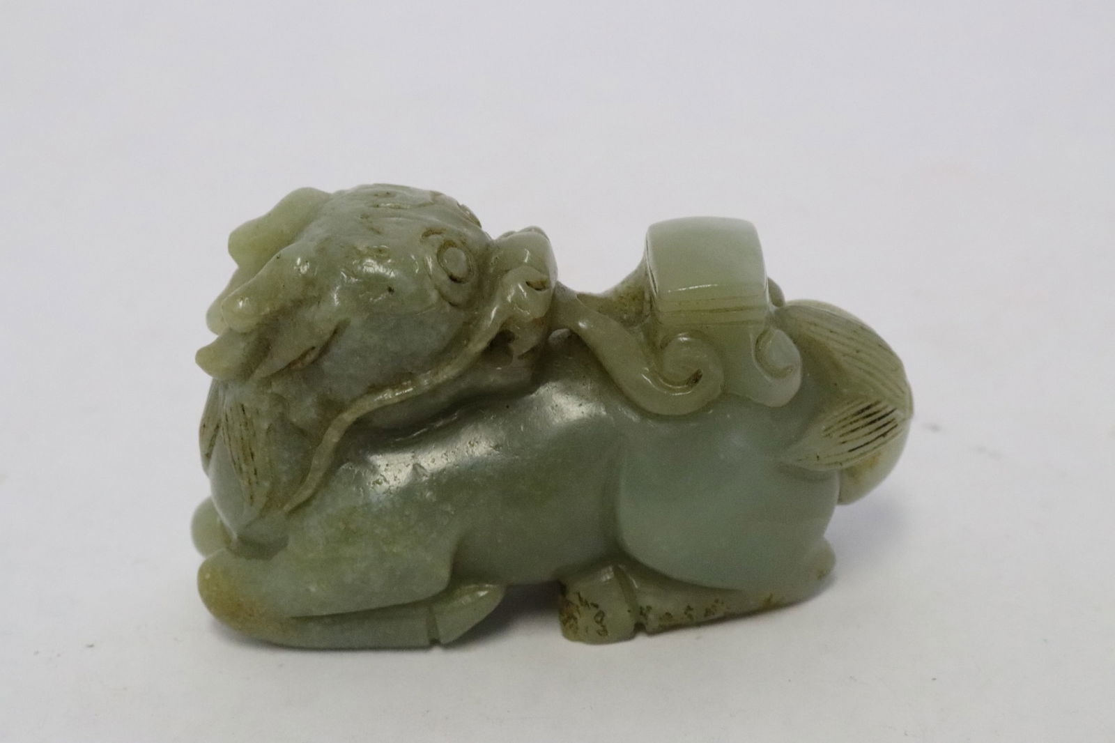 Celadon jade carved qilin group (1 of 8)