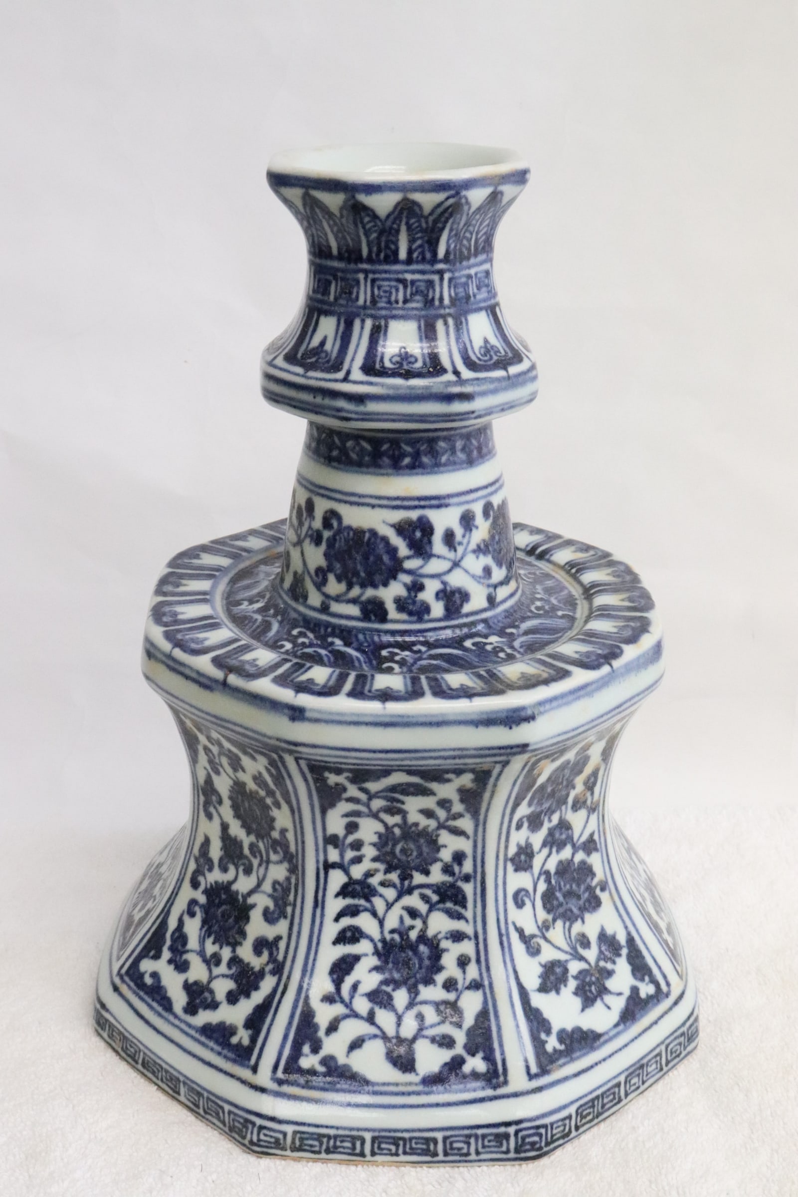 Chinese blue and white porcelain candle holder: Chinese blue and white porcelain candle holder, 11.4"x8.2"x8.2"