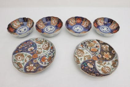 6 antique imari porcelain