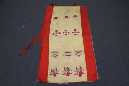 Tibetan hand painted thangka w/ silk cover panel