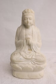 Chinese antique white marble carved Guanyin
