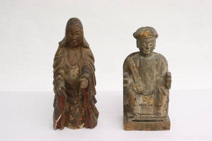 2 Chinese 18th/19th century wood carved deities