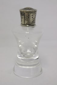 Steuben powder bottle with sterling silver top