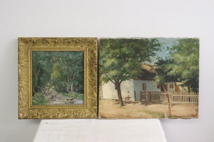 Two 19th c. oil on canvas paintings
