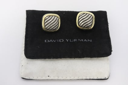 Pair 18K Y/G & sterling ear clips by David Yurman