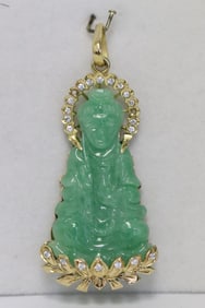 18K Y/G jadeite pendant