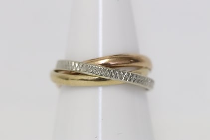 14K tricolor puzzle ring