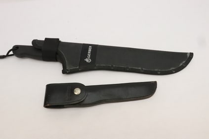 A Buck fixed blade, and a Gerber fixed blade