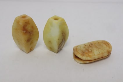 3 Chinese jade like stone carved ornaments