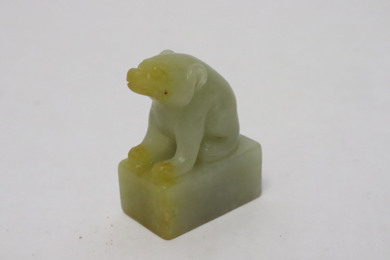 Fine celadon jade seal: Fine celadon jade seal, 1.85"x0.82"x1.35"