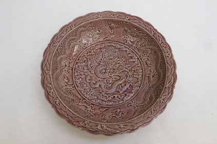 Purple glazed porcelain plate